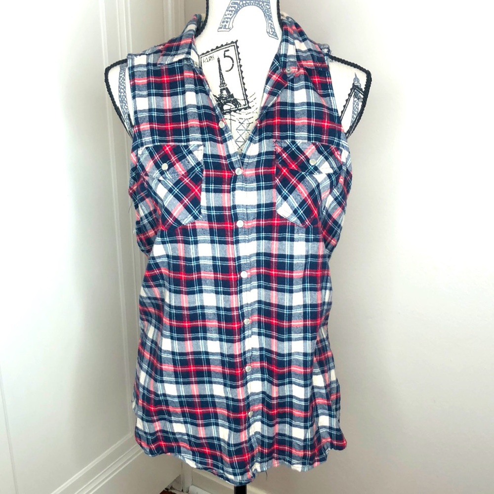 Plaid Razor Back with Pearl Snack Buttons